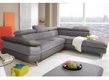 Ecksofa COTTA "Solution L-Form, Design Sofa, bequeme Wellenunterfederung, Design Fuß", grau (grau, grau), B:262cm H:73cm T:228cm, Sofas, Ecksofa, mit Arm- & Kopfteilverstellung, wahlweise mit Schlaffunktion