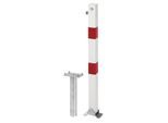 Absperrpfosten ALBERTS "Klappy-Bo, eckig, umlegbar", rot (weiß), B:16cm L:140cm, Stahl, Sicherheitsschlösser, Absperrpfosten, feuerverzinkt, zum Einbetonieren, Profilzylinderschloss