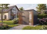 Gerätehaus WEKA "Gary Gr. 5, aus Metall mit Holzoptik, anthrazit", beige (anthrazit), Metall, Gerätehäuser, Gerätehaus, aus pulverbeschichtetem, verzinktem Stahl
