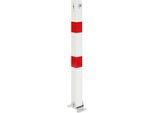 Absperrpfosten ALBERTS "Klappy, eckig, umlegbar", rot (weiß), B:10cm L:100cm, Stahl, Sicherheitsschlösser, Absperrpfosten, feuerverzinkt, zum Aufschrauben, Profilzylinderschloss