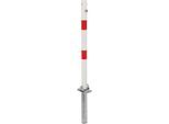 Absperrpfosten ALBERTS "Klappy-Bo, rund, umlegbar", rot (weiß), B:17cm L:140cm, Stahl, Sicherheitsschlösser, Absperrpfosten, feuerverzinkt, zum Einbetonieren, Dreikantschloss