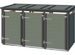 Mülltonnenbox WEKA "Killarney", grün (grüngrau, anthrazit), B:230cm H:127cm T:92cm, Massivholz, Aufbewahrungsboxen, Mülltonnenbox, Metall pulverbeschichtet, für 3 Mülltonnen, BxTxH: 230x92x127 cm