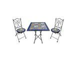 Ambia Garden , Blau, Gelb, Schwarz , Metall, Keramik , 60x75x60 cm , Europäischer Sicherheitsstandard , Stuhl klappbar, geeignet für Balkon ,