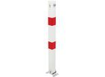 Absperrpfosten ALBERTS "Klappy, eckig, umlegbar", rot (weiß), B:16cm L:100cm, Stahl, Sicherheitsschlösser, Absperrpfosten, feuerverzinkt, zum Aufschrauben, Profilzylinderschloss
