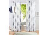 Gardine OTTO HOME "Dimona, 2er- Set, transparent, Wellen" Gr. 4, weiß (weiß, blau), B:140cm H:245cm, Voile, Polyester, Gardinen, Gardine, 2-er Set, transparent, Voile, Polyester, Wellen
