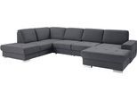 Wohnlandschaft SIT & MORE "Santorini U-Form", grau (dunkelgrau), B:340cm H:82cm T:224cm, Luxus-Microfaser ALTARA NUBUCK (100% Polyester) / Struktur (100% Polyester);Flachgewebe (100% Polyester) / Struktur (100% Polyester), Sofas, Wohnlandschaft, mit Federkern und Sitztiefenverstellung, wahlweise mit Schlaffunktion