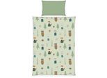 Wendebettwäsche BABY BEST "babybest Waldtiere", grün (bunt), B/L: 100cm x 135cm, 1 Stk., 1 Stk., Flanell, B/L: 40cm x 60cm, 2 Stk., Flanell, Obermaterial: 100% Baumwolle, Bettwäsche, Wendebettwäsche, besonders kuschelig