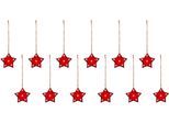 Dekostern CREATIV DECO "Weihnachtsstern, Weihnachtsdeko rot, Christbaumschmuck", rot, B:9,5cm H:9,5cm T:0,5cm, Keramik, Dekosterne, Dekostern, mit Schneeflocken-Design