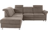 Ecksofa SIT & MORE "Darwin L-Form", braun (savannah), B:249cm T:221cm, Sofas, Ecksofa, inklusive Federkern, wahlweise mit Kopfteilverstellung, Schlaffunktion