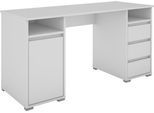 Schreibtisch OTTO HOME "Leeds", weiß (weiß, weiß, weiß), B:138cm H:75cm T:55cm, Tische, Schreibtisch, Breite 138 cm, Computertisch mit Schubladen, im modernen Design