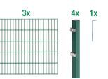 Doppelstabmattenzaun ALBERTS "Grundset", grün, H:80cm, Stahl, Zaunelemente, Doppelstabmattenzaun, Höhe: 80-200 cm, Gesamtlänge: 4-30 m, zum Einbetonieren