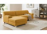 Ecksofa OTTO HOME "Lolland 241 x 146 cm, modern, mit Steppungen, mittelfester Sitz", gelb (curry), B:241cm H:79cm T:146cm, 100% Polyester, Sofas, Ecksofa, mit Schlaffunktion, L-Form, pflegeleichter, weicher Luxus-Microfaser