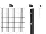 Doppelstabmattenzaun ALBERTS "Grundset", schwarz, H:100cm, Stahl, Zaunelemente, Doppelstabmattenzaun, Höhe: 80-200 cm, Gesamtlänge: 4-30 m, zum Einbetonieren