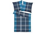 Bettwäsche TOM TAILOR HOME "Ole", blau (blau, marine), B/L: 200cm x 200cm, 1 Stk., 2 Stk., Renforcé, B/L: 80cm x 80cm & 80cm x 80cm, 3 Stk., Renforcé, Obermaterial: 100% Baumwolle, Bettwäsche, Bettwäsche, karierte Bettwäsche aus Baumwolle, mit Reißverschluss