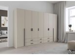 Drehtürenschrank RAUCH "Kleiderschrank Garderobe GAMMA Breiten 315 cm", beige (beige (champagner), griffstangen graumetallic), Schränke, Kinder, B/H/T: 315cm x 210cm x 54cm, Premium, Holzwerkstoff, Drehtürenschrank, mit Schubladen, verschiedene Griff-Varianten TOPSELLER MADE IN GERMANY, B:315cm H:210cm T:54cm