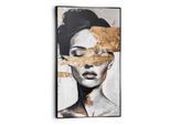 Wandbild REINDERS "Frau mit goldfarbenem Detail", schwarz-weiß (farbe bild(er): schwarz, weiß), B:70cm H:118cm T:3,7cm, Bilder, Wandbild, Wohnzimmer - Schwarz-Weiß - MDF - Frauen - 70x118 cm
