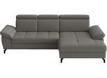 Ecksofa SIT & MORE "Vanity L-Form, Leder, B: 264 cm, mit Sitz-, Kopf u. Armteilverstellung", grau (mocca), B:264cm H:84cm T:181cm, Sofas, Ecksofa, Couch optional mit Schlaffunktion & Bettkasten, in Leder