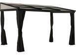 Terrassendach SOJAG "Terrassenüberdachung Budavar Schwarz", schwarz, B:367cm T:299cm, Aluminium, Terrassenüberdachungen, Terrassendach, Inkl. Moskitonetzen & Vorhängen