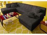 Wohnlandschaft DOMO COLLECTION "TURAH 297x195x75 cm, moderne Steppung, viel Platz, bequem", grau (anthrazit), B:297cm H:75cm T:195cm, Microfaser PRIMABELLE (100% Polyester);Struktur ( 85% Polyester, 15% Acryl);NaturLEDER (Echtes Rindsleder);Kunstleder SOFTLUX/Struktur ( 100% Polyester);Zierkissen: wie Oberstoff, Sofas, Wohnlandschaft, whlw. mit Bettfunktion, U-Form