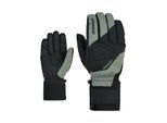 Skihandschuhe ZIENER "GATIS-Z AQUASHIELD", Herren, Gr. 7.5, schwarz (grün mud), Kunstfaser, Handschuhe Skihandschuhe, wasserdicht, winddicht, atmungsaktiv, warmes Fleece-Futter