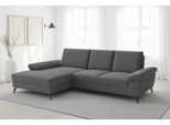 Ecksofa SIT & MORE "Chelsea L-Form, B: 264 cm, Armteil- & Sitztiefenverstellung", grau (dunkelgrau), B:264cm H:89cm T:174cm, 95% Polyester, 5% Polyamid, Sofas, Ecksofa, Couch optional mit Schlaffunktion und Bettkasten, Sitzhöhe 45 cm