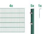 Doppelstabmattenzaun ALBERTS "Grundset", grün, H:200cm, Stahl, Zaunelemente, Doppelstabmattenzaun, Höhe: 80-200 cm, Gesamtlänge: 4-30 m, zum Einbetonieren