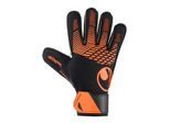 Torwarthandschuhe UHLSPORT "Torwarthandschuhe FM ZNE Starter Resist+ Kids", Kinder, Gr. 6, schwarz (schwarz, fluo orange), Obermaterial: 81% Gummi rubber. 13% Polyester PES. 6% Nylon NY., Handschuhe Torwarthandschuhe
