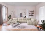 Wohnlandschaft COTTA "Orion U-Form XXL, B: 409 cm, bequeme Wellenunterfederung, top modern", beige (nature), B:409cm H:73cm T:225cm, 90% Polyester, 10% Polyamid, Sofas, Wohnlandschaft, mit Kopfteilverstellung & 6 Nierenkissen