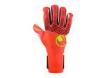 Torwarthandschuhe UHLSPORT "Torwarthandschuhe FM ZNE Absolutgrip HN", Herren, Gr. 8,5, rot (fluo rot, weiß, fluo gelb), Obermaterial: 81% Gummi rubber. 13% Polyester PES. 6% Nylon NY., Handschuhe Torwarthandschuhe