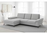 Ecksofa SIT & MORE "Chelsea L-Form, B: 264 cm, Armteil- & Sitztiefenverstellung", grau (silber), B:264cm H:89cm T:174cm, 100% Polyester, Sofas, Ecksofa, Couch optional mit Schlaffunktion und Bettkasten, Sitzhöhe 45 cm