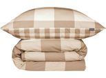Wendebettwäsche SCHIESSER "Melvin aus weicher Baumwolle mit Karos", beige (sand), B/L: 135cm x 200cm, 1 Stk., 1 Stk., Renforcé, B/L: 80cm x 80cm, 2 Stk., Renforcé, Obermaterial: 100% Baumwolle, Bettwäsche, Wendebettwäsche, OEKO-TEX MADE IN GREEN