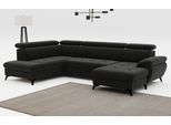 Wohnlandschaft COTTA "Hudson U-Form, B: 324 cm", schwarz, B:324cm H:100cm T:207cm, Sofas, Wohnlandschaft, mit Kopfteilverstellung, optional Schlaffunktion & Bettkasten