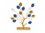 Wanddekoobjekt OTTO HOME "Tischdeko Baum, Blätter goldfarben, weiß-blau", gold, B:51cm H:53cm T:10cm, Metall, Wanddekoobjekte, Wanddekoobjekt, großes Dekoobjekt aus Metall, ca.52x54cm