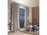 Gardine HOME BASICS "ESKIMO, 1 Stück, Thermo, Multifunktionsband, blickdicht" Gr. 2, beige (natur), B:135cm H:175cm, Polyester, Polyester, Gardinen, Gardine, Thermostoff Uni ESKIMO