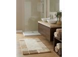 Badematte HOMIE LIVING "Villa Elba", beige (beige multi), H:25mm, Oberfläche: 100% Polyacryl, Badematten, Badematte, Badteppich, Bordüre, weich, rutschhemmend, waschbar, getuftet