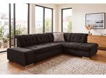 Ecksofa SIT & MORE "Pale L-Form", schwarz, B:280cm H:84cm T:227cm, SOFTLUX-Kunstleder im Korpus, Sitz und Rücken in Softstruktur (80% Polyester, 20% Polyamid);Softstruktur (80% Polyester, 20% Polyamid);Luxus-Kunstleder, Sofas, Ecksofa, inklusive Kopfteilverstellung, wahlweise mit Schlaffunktion