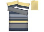 Bettwäsche TOM TAILOR HOME "Carl in Gr. 135x200 oder 155x220 cm", gelb (gelb, marine), B/L: 135cm x 200cm, 1 Stk., 1 Stk., Renforcé, B/L: 80cm x 40cm, 3, Renforcé, Obermaterial: 100% Baumwolle, Bettwäsche, Bettwäsche, mit GRATIS-Zugabe: Spannbettlaken, 100% Baumwolle, mit Reißverschluss