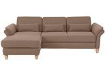 Ecksofa HOME AFFAIRE "Palace L-Form", braun (hellbraun), B:266cm H:89cm T:164cm, Struktur fein (100% Polyester);Struktur (100% Polyester);Luxus-Microfaser Lederoptik (100% Polyester), Sofas, Ecksofa, incl. Sitztiefenverstellung, wahlweise mit Schlaffunktion und Stauraum