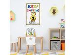 Leinwandbild LUCKYLINDE "Der kleine Tiger mit Fußball", bunt (farbe bild(er): bunt), B:30cm H:40cm T:2cm, Canvas, Holzrahmen, Bilder, Leinwandbild, Exklusive JANOSCH Kindermotive