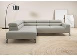 Ecksofa HOME AFFAIRE "Antonelli, L-Form, inkl. Kopfteilverstellung, Breite 276 cm, bequem", grau (hellgrau), B:276cm H:71cm T:219cm, 95% Polyester, 5% Nylon, Sofas, Ecksofa, mit elektrischer Sitztiefenverstellung, in Cord, hellgrau