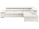 Ecksofa SIT & MORE "Valantine L-Form, B: 272 cm, Leder, mit Arm- und Kopfteilverstellung", weiß (reinweiß), B:272cm H:73cm T:226cm, NaturLEDER;Spannstoff, Sofas, Ecksofa, mit Schlaffunktion, Komfortsofa, modern