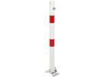Absperrpfosten ALBERTS "Klappy, rund, umlegbar", rot (weiß), B:17cm L:105cm, Stahl, Sicherheitsschlösser, Absperrpfosten, feuerverzinkt, zum Aufschrauben, Dreikantschloss