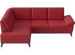 Ecksofa SIT & MORE "Chelsea L-Form, B: 249 cm, Armteil- & Sitztiefenverstellung, Leder", feuerrot, B:249cm H:89cm T:190cm, Sofas, Ecksofa, Couch optional mit Schlaffunktion und Bettkasten, Sitzhöhe 45 cm