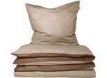 Wendebettwäsche SCHIESSER "Doubleface aus weicher Baumwolle mit edlem Melangeeffekt", beige (sand), B/L: 135cm x 200cm, 1 Stk., 1 Stk., Feinbiber, B/L: 80cm x 80cm, 2 Stk., Feinbiber, Obermaterial: 100% Baumwolle, Bettwäsche, Wendebettwäsche, ab Größe 135x200 cm erhältlich, OEKO-TEX MADE IN GREEN