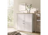 Highboard OTTO HOME "Brest, Schrank im Landhausstil, Wohnzimmerschrank, Mehrzweckschrank", weiß (weiß matt, eiche geölt dekor), B:124cm H:128cm T:43cm, Holzwerkstoff, Sideboards, Highboard, schwarze Metallgriffe, ausreichend Stauraum, 128 cm hoch