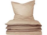 Wendebettwäsche SCHIESSER "Doubleface aus weicher Baumwolle mit edlem Melangeeffekt", beige (sand), B/L: 135cm x 200cm, 1 Stk., 1 Stk., Renforcé, B/L: 80cm x 80cm, 2 Stk., Renforcé, Obermaterial: 100% Baumwolle, Bettwäsche, Wendebettwäsche, ab Größe 135x200 cm erhältlich, OEKO-TEX MADE IN GREEN