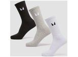 MP Unisex Crew Socks (3 Pack) - White/Black/Grey Marl - UK 6-8