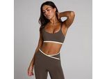 MP Damen Tempo Contrast Sport-BH - Schokolade - S