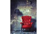 Leinwandbild BÖNNINGHOFF "Wandbild ROTER SESSEL 46x61 cm – Leinwandbild Keilrahmen Deko modern", bunt (farbe rahmen: kein rahmen, farbe bild(er): blau, grün, rot), B:46cm H:61cm T:1,8cm, Canvas, MDF, Bilder, Leinwandbild, auf Keilrahmen gespannt