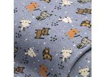Alpenfleece "Katzen", blau-color